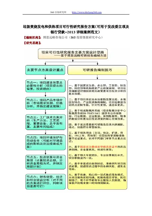 垃圾焚烧发电和供热项目可行性研究报告方案(可用于发改委立项及银行贷款+2013详细案例范文)