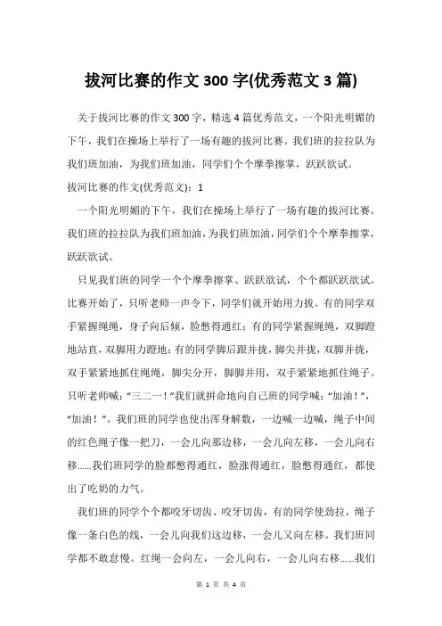 拔河比赛的作文300字(范文3篇)