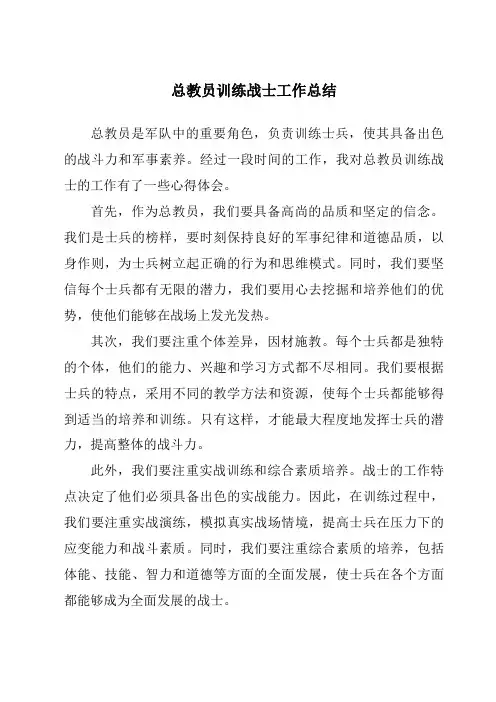 总教员训练战士工作总结
