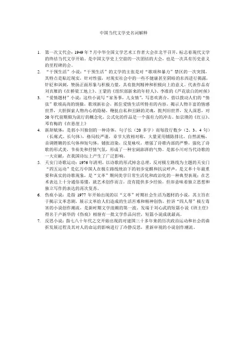 中国当代文学史名词解释
