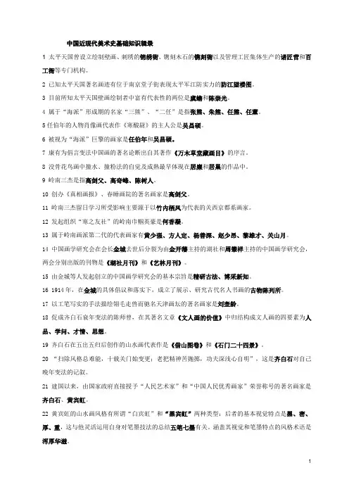中国近现代美术史基础知识辑录