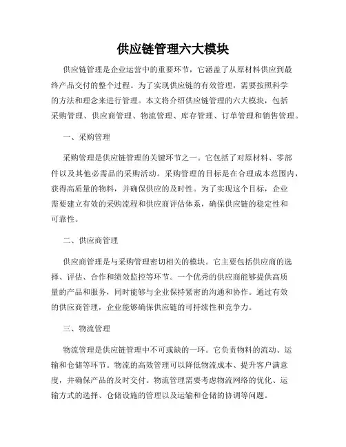 供应链管理六大模块