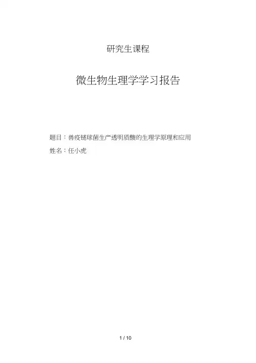 兽疫链球菌生产透明质酸的生理学原理和应用