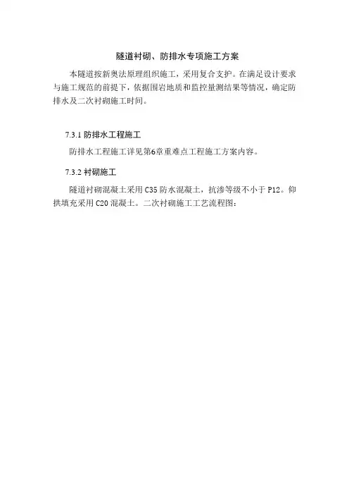 隧道衬砌、防排水专项施工方案