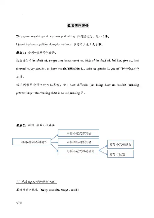 动名词作宾语