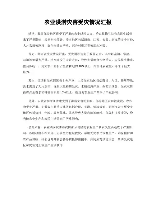 农业洪涝灾害受灾情况汇报