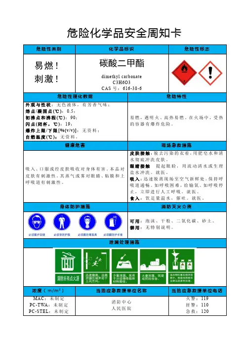 碳酸二甲酯-危险化学品安全周卡