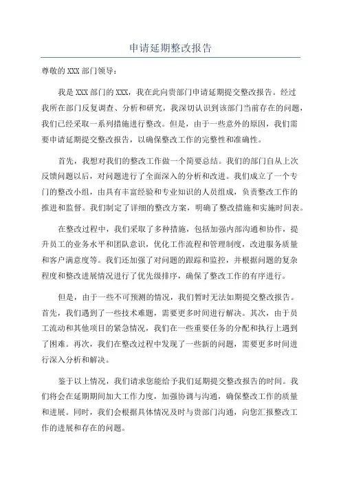 申请延期整改报告