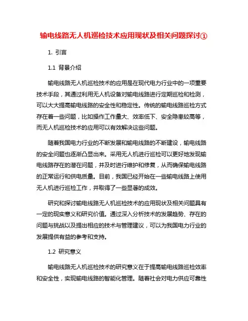 输电线路无人机巡检技术应用现状及相关问题探讨①