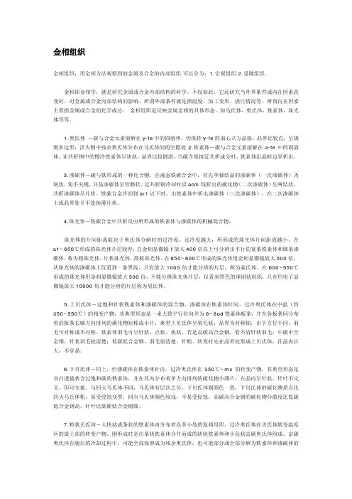 各种金相组织的定义和区分