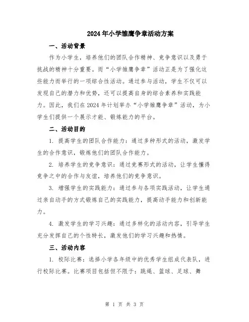 2024年小学雏鹰争章活动方案