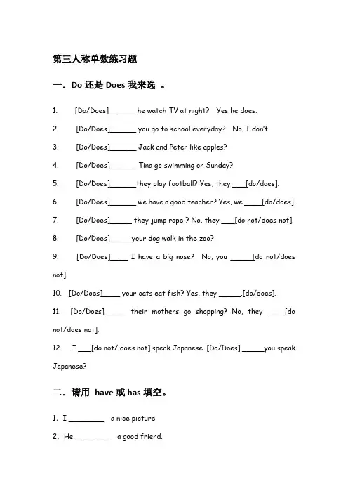 第三人称单数练习题