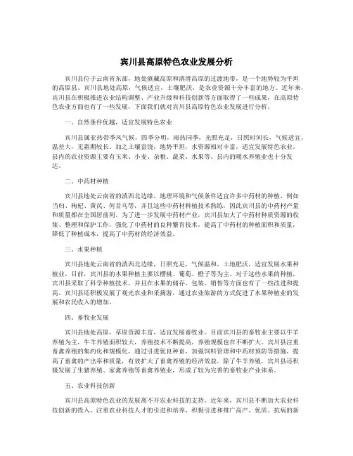 宾川县高原特色农业发展分析