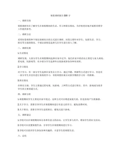 寒假调研报告500字