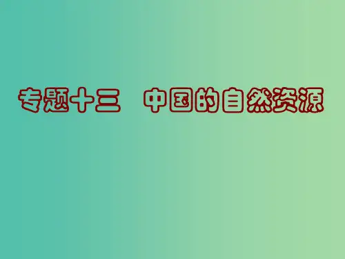 中考地理总复习 专题十三 中国的自然资源