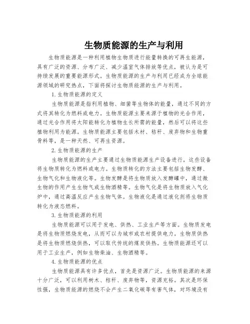 生物质能源的生产与利用