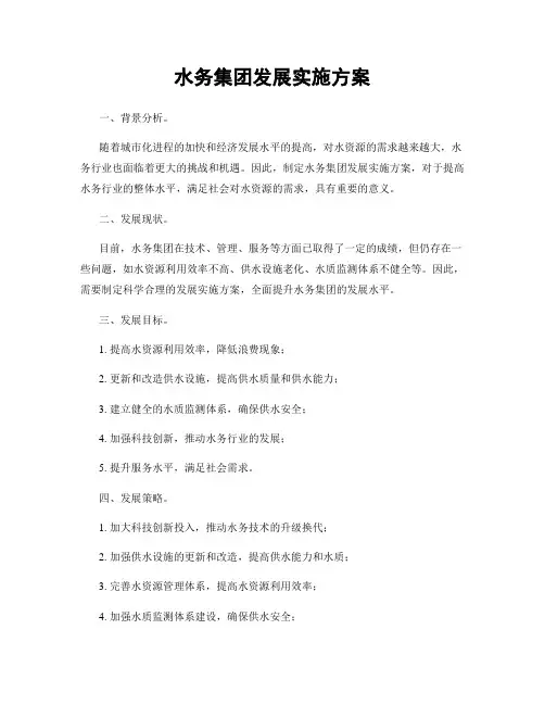 水务集团发展实施方案