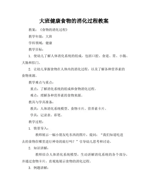 大班健康食物的消化过程教案
