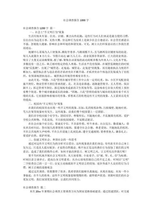 社会调查报告1000字