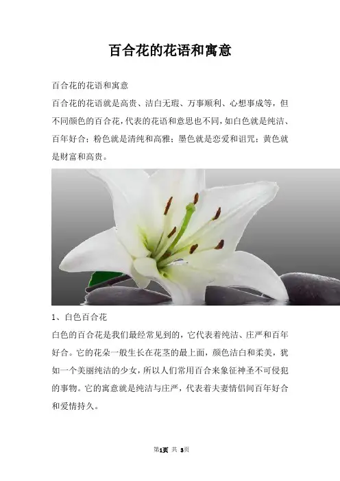 百合花的花语和寓意