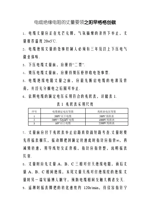 电缆绝缘电阻的测量方法