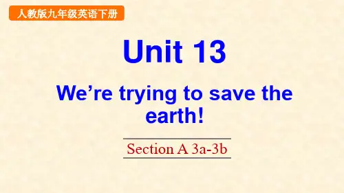 人教版英语九年级下册第十三单元《We are trying to save the earth》Unit 13 Section A 3a-3b课件PPT
