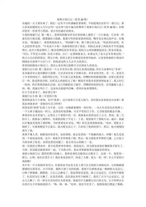 观察小狗日记(优秀10篇)