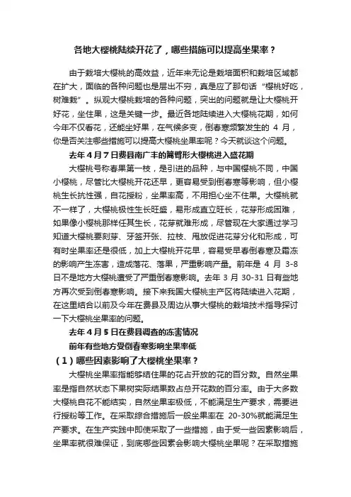 各地大樱桃陆续开花了，哪些措施可以提高坐果率？