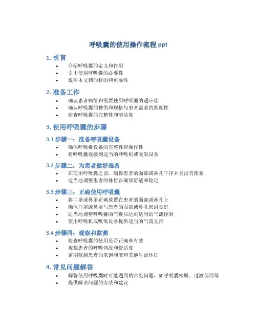 呼吸囊的使用操作流程ppt