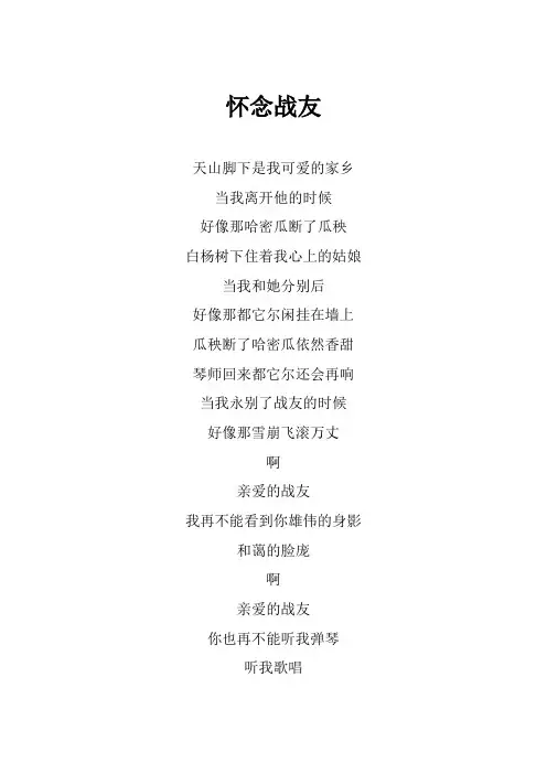 刀郎《怀念战友》歌词(专辑：西域情歌)