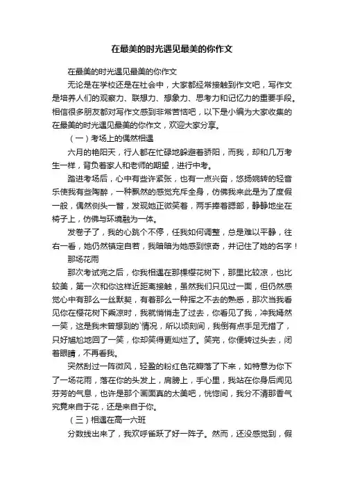 在最美的时光遇见最美的你作文