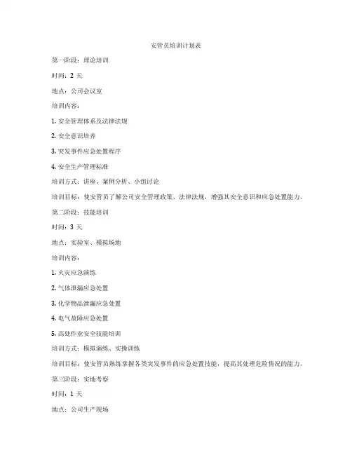 安管员培训计划表