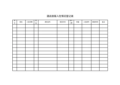 酒店旅客入住情况登记表