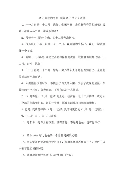 12月你好的文案迎接12月的句子语录