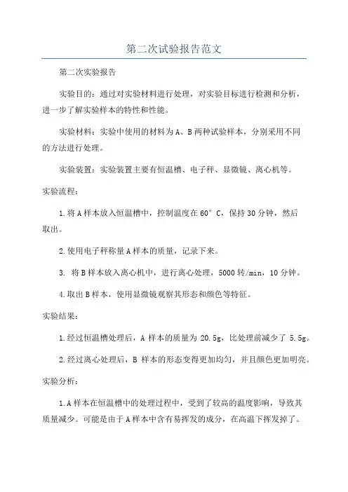 第二次试验报告范文