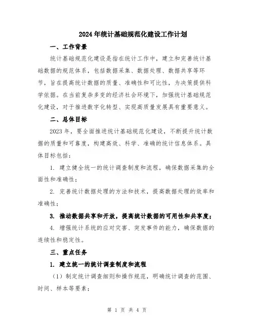 2024年统计基础规范化建设工作计划