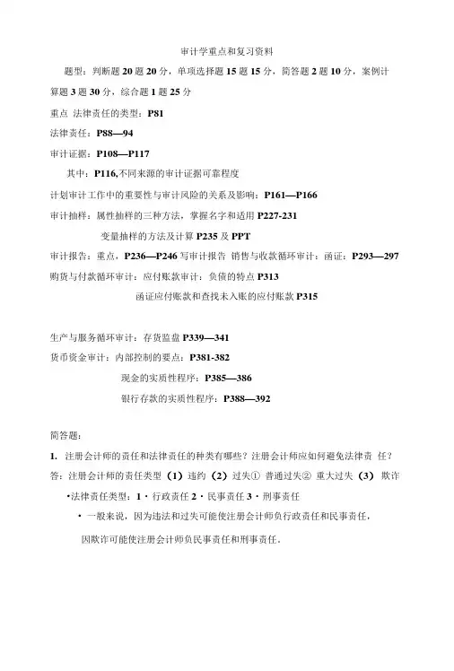 自考审计学必备复习资料.doc