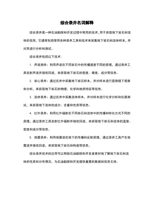 综合录井名词解释