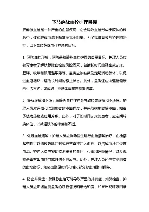 下肢静脉血栓护理目标