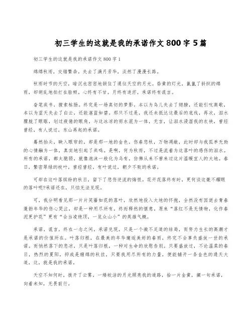 初三学生的这就是我的承诺作文800字5篇