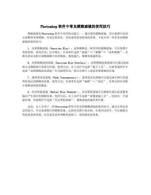 Photoshop软件中常见模糊滤镜的使用技巧