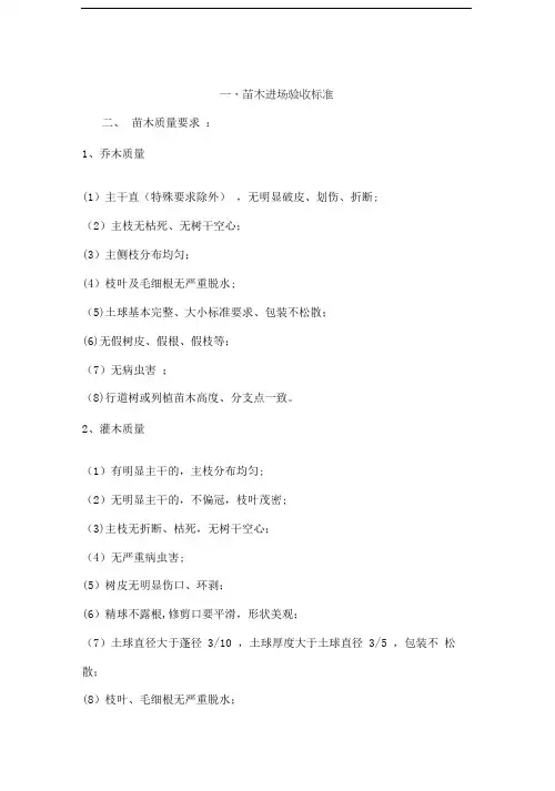 园林绿化苗木进场验收标准
