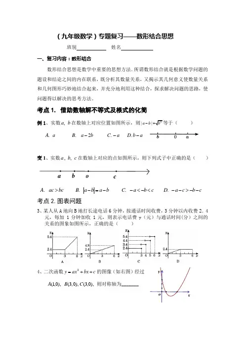(九年级数学)专题复习——数形结合思想