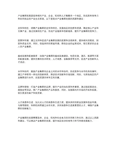 产业集群发展思路