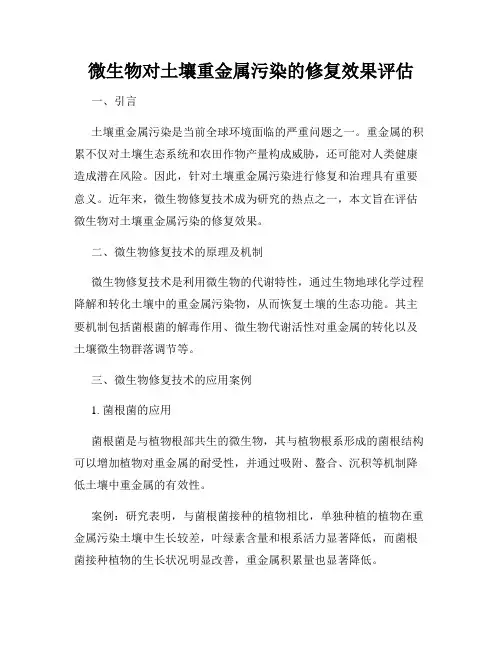 微生物对土壤重金属污染的修复效果评估