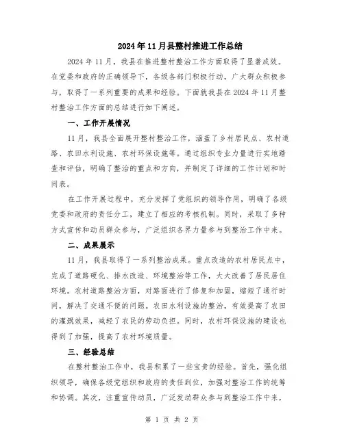 2024年11月县整村推进工作总结