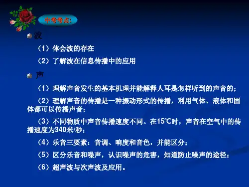 九年级科学中考总复习第18课声与波课件浙江版