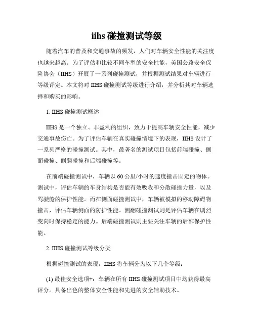 iihs碰撞测试等级