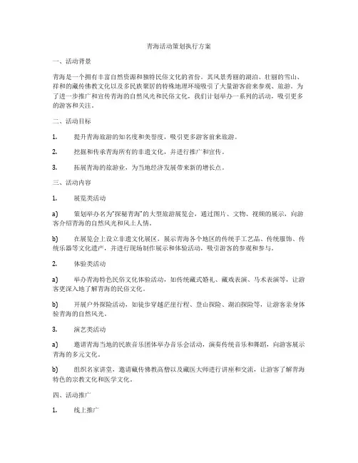 青海活动策划执行方案