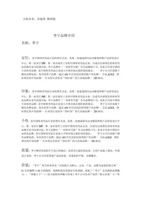 李宁品牌介绍